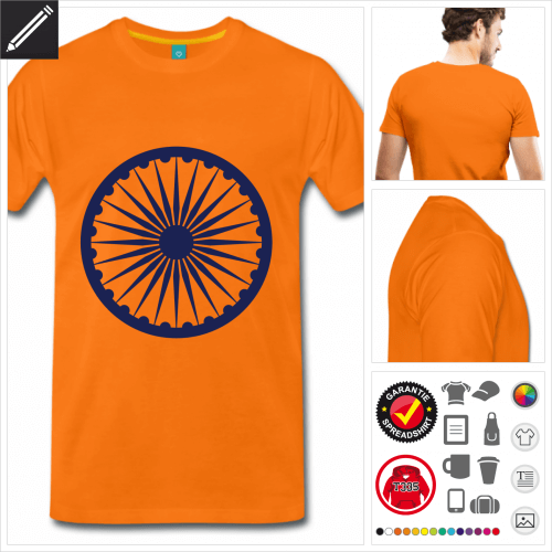 oranges Männer Charkha T-Shirt selbst gestalten. Online Druckerei