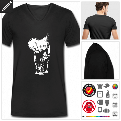 schwarzes Elefant T-Shirt selbst gestalten. Online Druckerei
