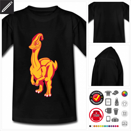 Teenager schwarzes Parasaurolophus T-Shirt online zu gestalten