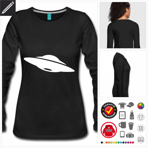 schwarzes UFO T-Shirt online zu gestalten