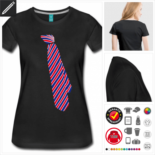 Frauen Krawatte mit Streifen T-Shirt online gestalten