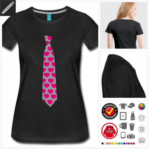 Frauen Krawatte T-Shirt selbst gestalten. Druck ab 1 Stuck