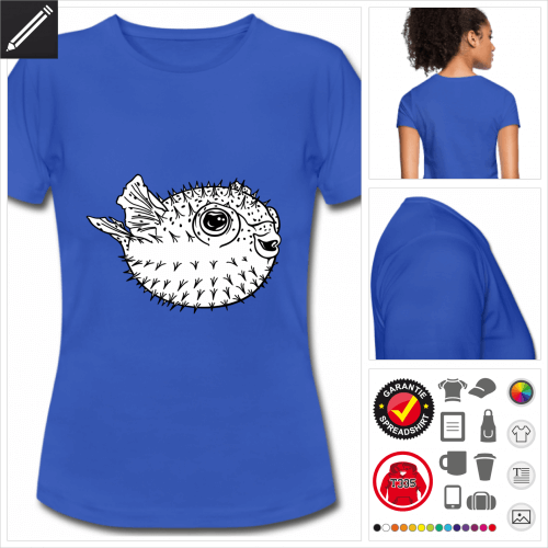 Frauen Kugelfisch T-Shirt selbst gestalten. Online Druckerei