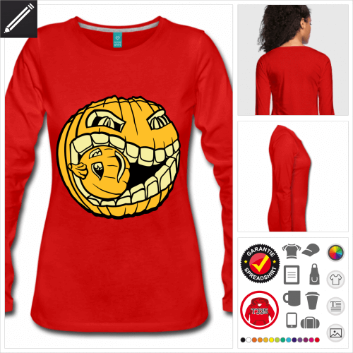 rotes Kannibalischer Kürbis T-Shirt online zu gestalten