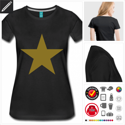 schwarzes Stars T-Shirt online gestalten