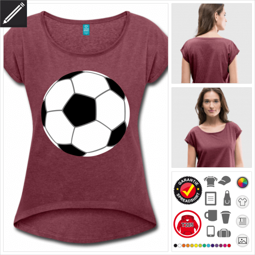 burgundrotes Fußball ball T-Shirt personalisieren