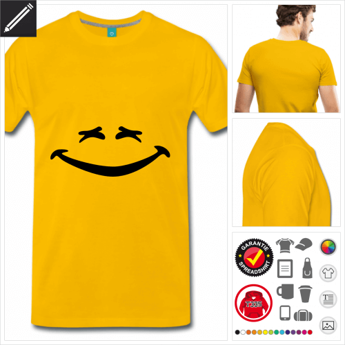 gelbes Lustiges Smiley T-Shirt gestalten, Druck ab 1 Stuck