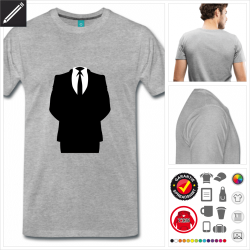 graues Anonymous T-Shirt online Druckerei, hhe Qualitt