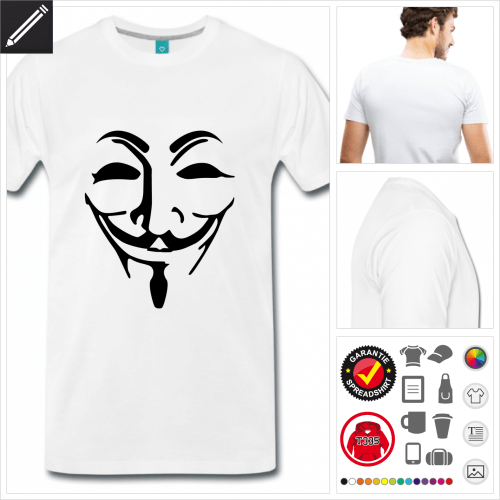 graues Anonymous T-Shirt gestalten, Druck ab 1 Stuck