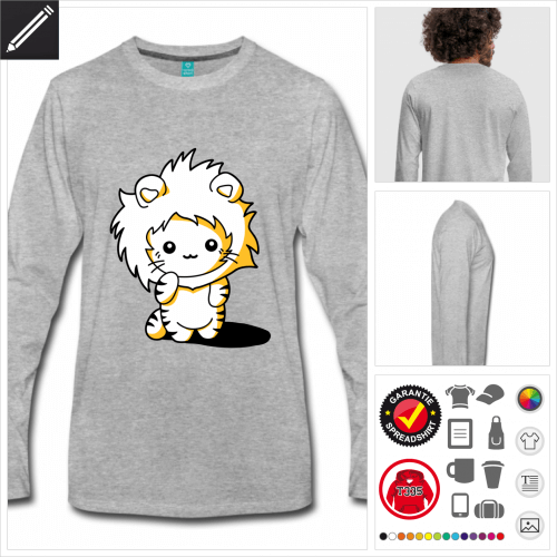 graues Lustiges Kätzchen T-Shirt online gestalten