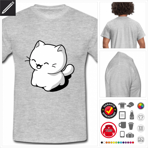 graues Katze lachend T-Shirt online gestalten
