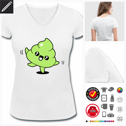 V-Ausschnitt Kack emoji T-Shirt online gestalten