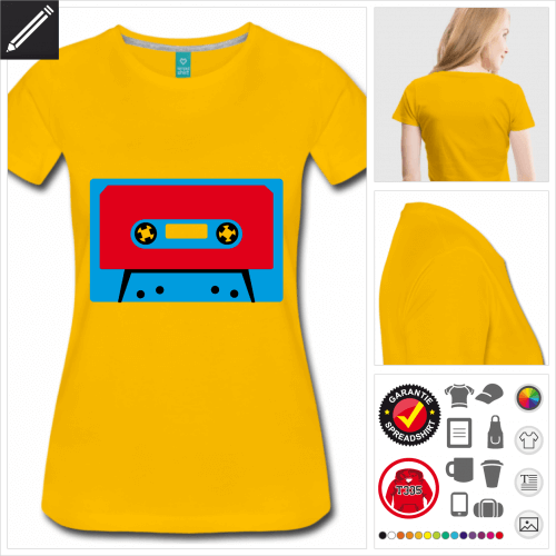 gelbes Kassette T-Shirt online Druckerei, hhe Qualitt