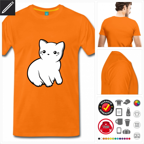 oranges Lustige Katze T-Shirt online zu gestalten