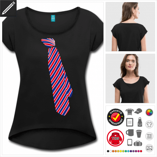 Frauen gestreifte Krawatte T-Shirt gestalten, Druck ab 1 Stuck