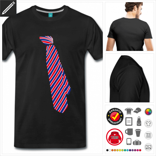 schwarzes Krawatte T-Shirt selbst gestalten. Online Druckerei