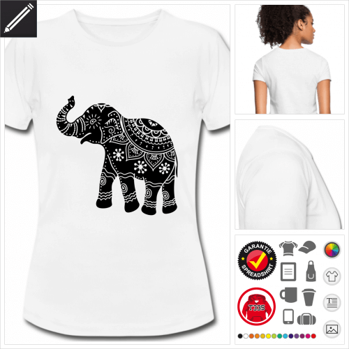 basic kunstvoller Elefant T-Shirt selbst gestalten. Druck ab 1 Stuck