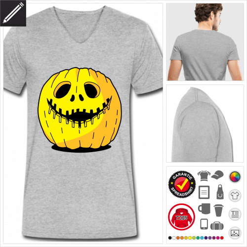 basic Halloween Kürbis T-Shirt gestalten, Druck ab 1 Stuck
