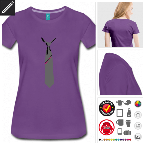 lila Schlips T-Shirt selbst gestalten. Online Druckerei