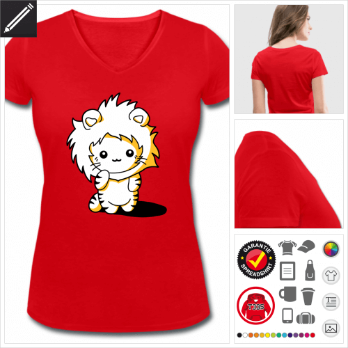 rotes Lustige Katze T-Shirt personalisieren