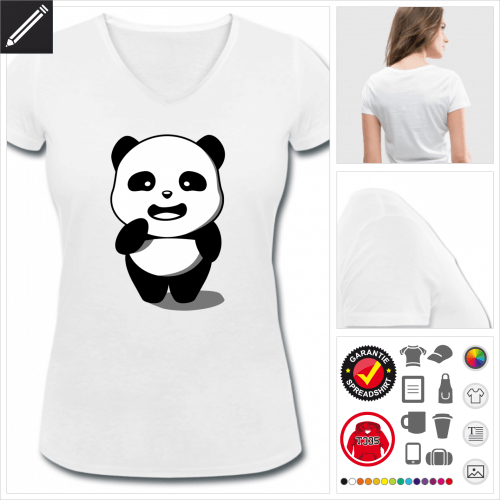 Frauen Lustiger Panda T-Shirt online Druckerei, höhe Qualität