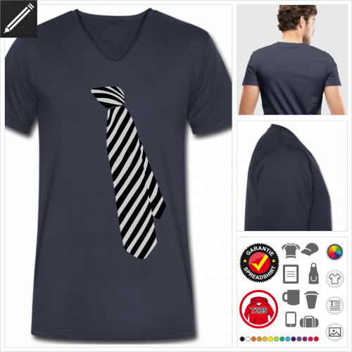 blaues Falsche Krawatte T-Shirt selbst gestalten. Online Druckerei