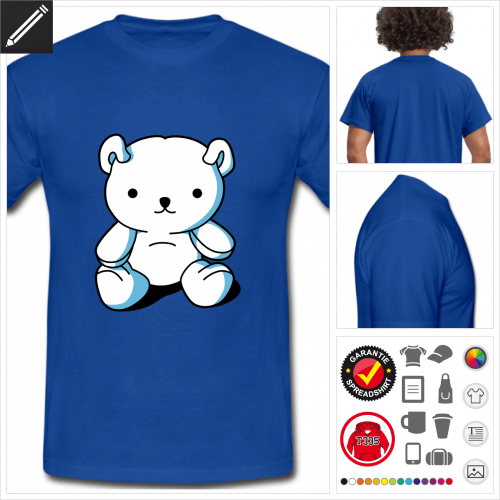 blaues Lustiger Teddybär T-Shirt gestalten, Druck ab 1 Stuck