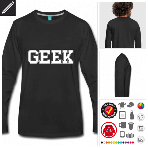 Männer Geek College T-Shirt selbst gestalten. Online Druckerei