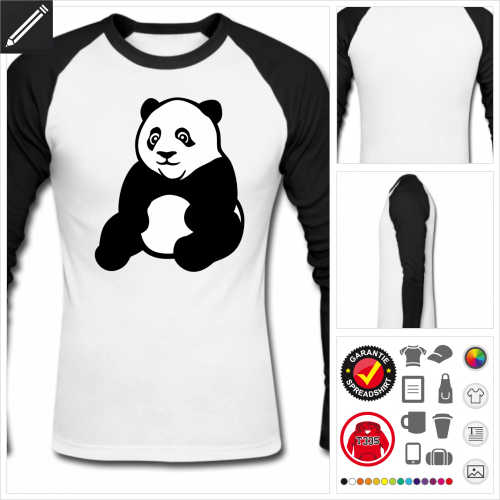 Männer Panda sitzend T-Shirt gestalten, Druck ab 1 Stuck