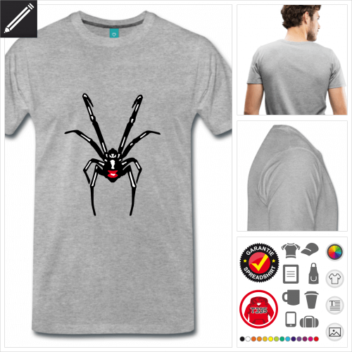 Spinne meliertes Shirt selbst gestalten. Online Druckerei