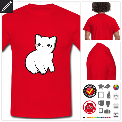 basic Kawaii Katze T-Shirt selbst gestalten. Druck ab 1 Stuck