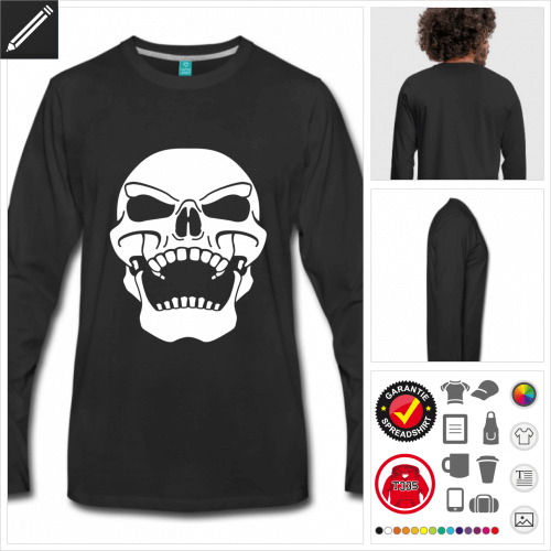 schwarzes Piratenflagge T-Shirt online Druckerei, höhe Qualität