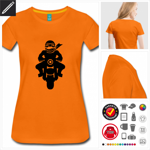 oranges Motorradfahrer T-Shirt selbst gestalten