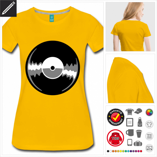 Frauen Vinyl Schalplatte T-Shirt gestalten, Druck ab 1 Stuck