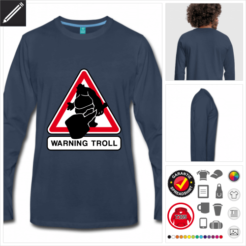 Mnner Troll Verkehrsschild T-Shirt selbst gestalten. Online Druckerei