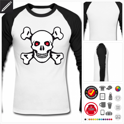 baseball Piratenflagge T-Shirt online Druckerei, höhe Qualität