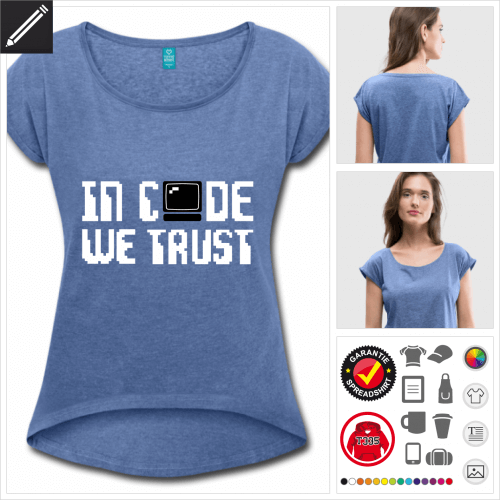 Frauen Entwickler T-Shirt selbst gestalten. Online Druckerei