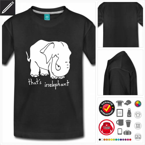 blaues Elefant T-Shirt selbst gestalten. Online Druckerei