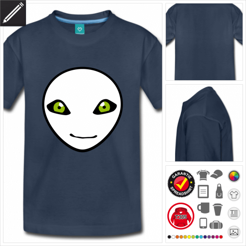 blaues Aliens T-Shirt selbst gestalten. Online Druckerei