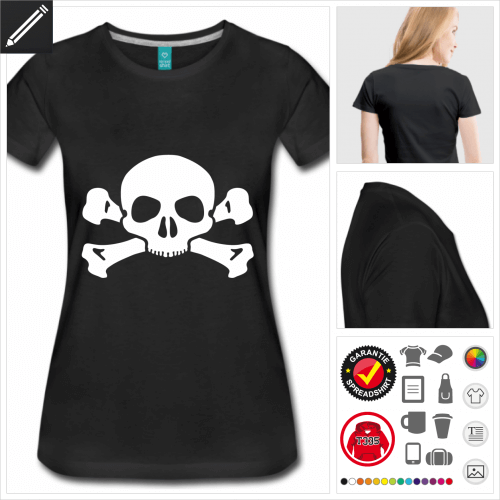 Frauen Totenkopf T-Shirt online gestalten