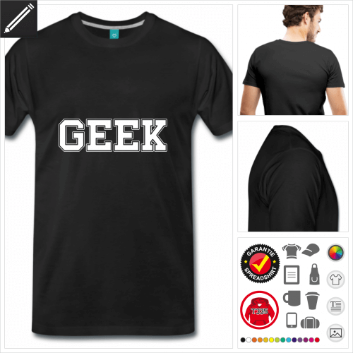 schwarzes Geek T-Shirt selbst gestalten. Online Druckerei
