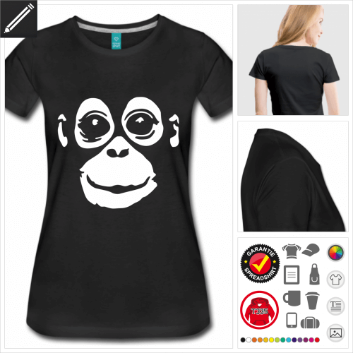 schwarzes Orangutan T-Shirt selbst gestalten. Online Druckerei