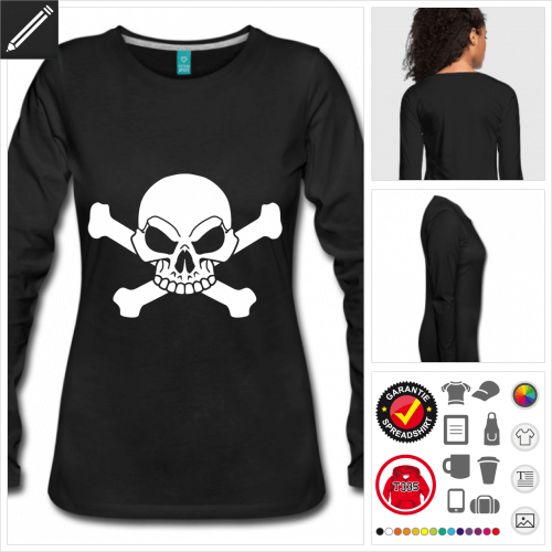 schwarzes Totenkopf T-Shirt online gestalten
