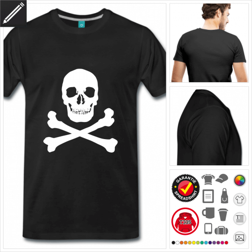 Männer Piratenflagge T-Shirt gestalten, Druck ab 1 Stuck