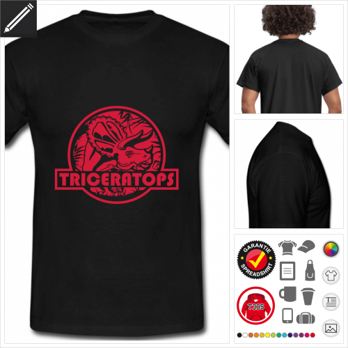 schwarzes Triceratops Logo T-Shirt zu gestalten