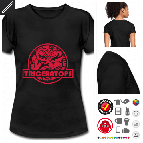 schwarzes Triceratops T-Shirt selbst gestalten. Online Druckerei