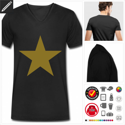 schwarzes Stern T-Shirt online gestalten