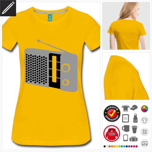 gelbes Radiogerät T-Shirt online gestalten
