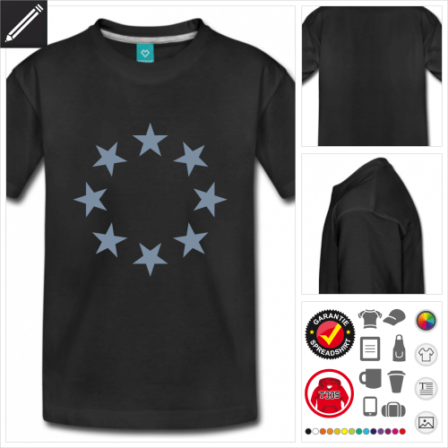 schwarzes Stars T-Shirt online zu gestalten