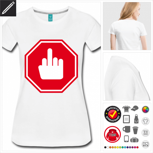 Frauen Mittelfinger T-Shirt online gestalten